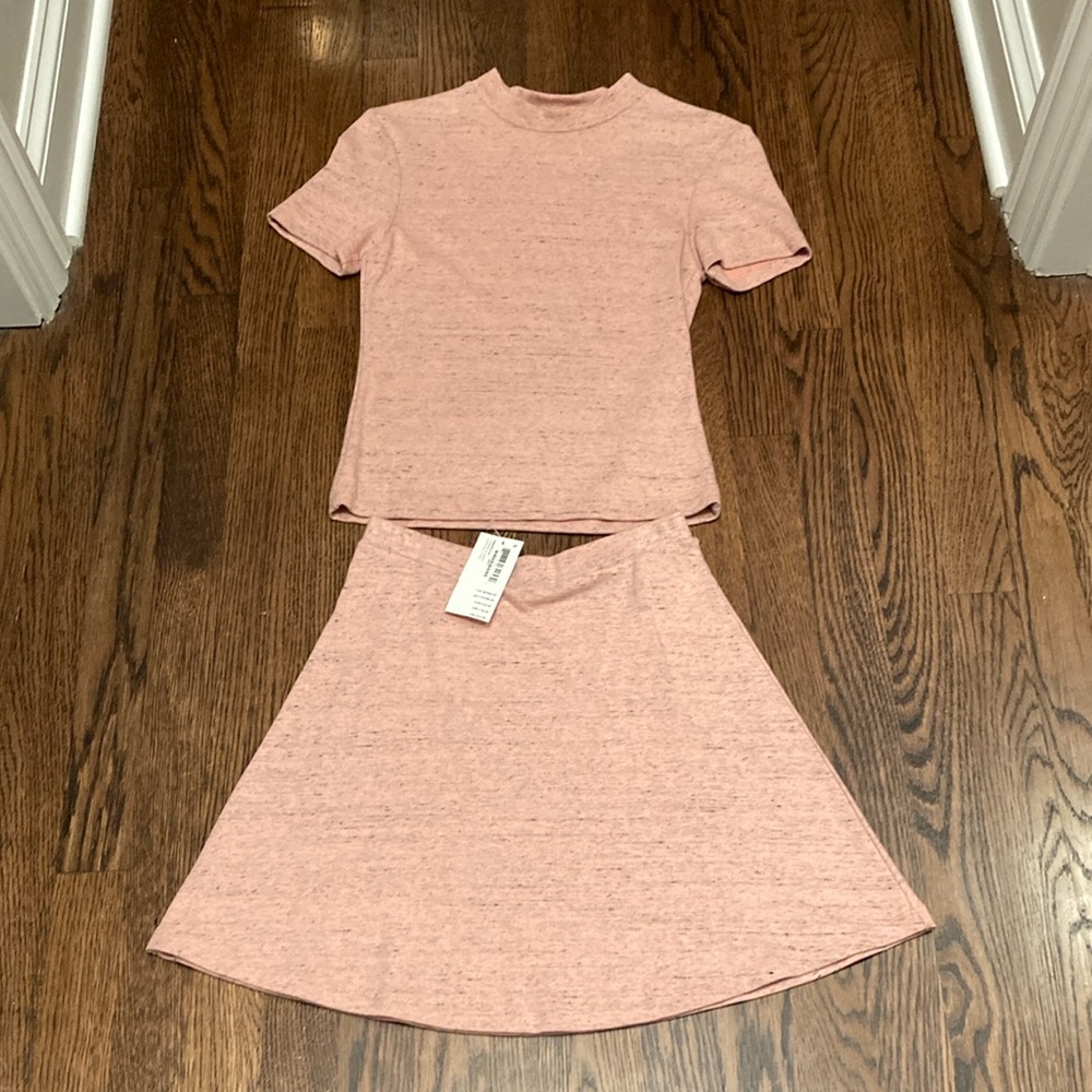 Blush Pink Knit Top and Skirt Set